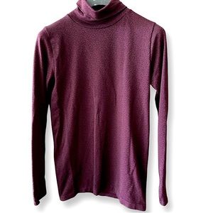 Athleta Turtleneck Shirt Size Large Deep Burgandy and Black